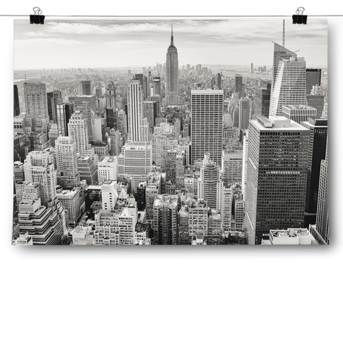 Black & White Birds Eye View New York City Skyline