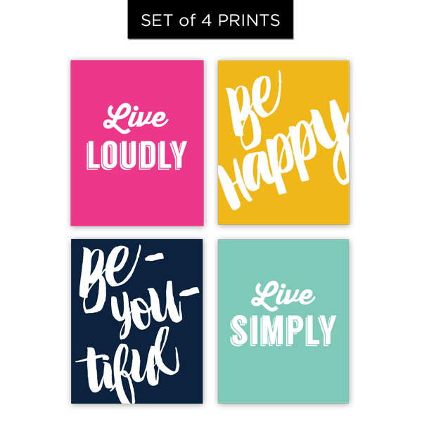 Live Loudly Quote Set of 4 Prints