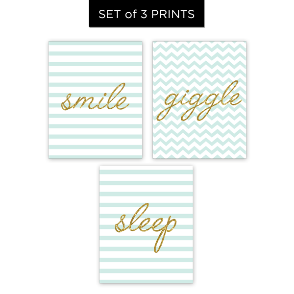 Smile, Giggle, Sleep - Set of 3 Prints