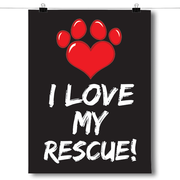 I Love My Rescue Animal - Paw Print
