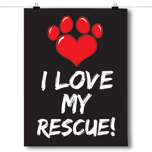 I Love My Rescue Animal - Paw Print