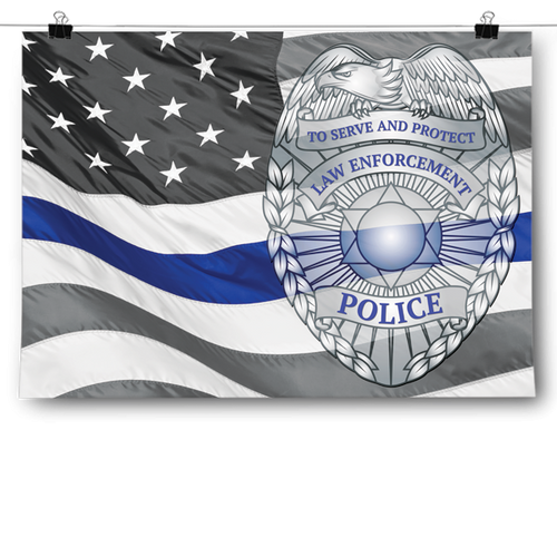 Police Badge - American Flag Backdrop