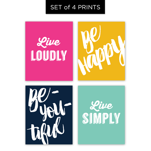 Live Loudly Quote Set of 4 Prints