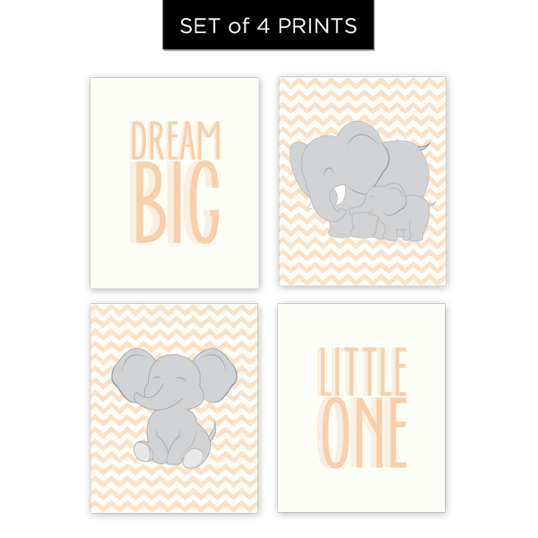 Dream Big Little One (Neutral colors) Set of 4 Prints