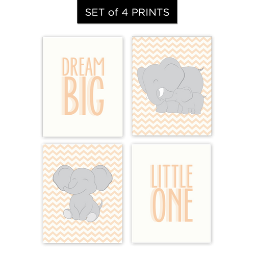 Dream Big Little One (Neutral colors) Set of 4 Prints