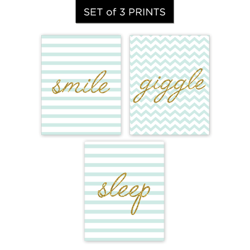 Smile, Giggle, Sleep - Set of 3 Prints