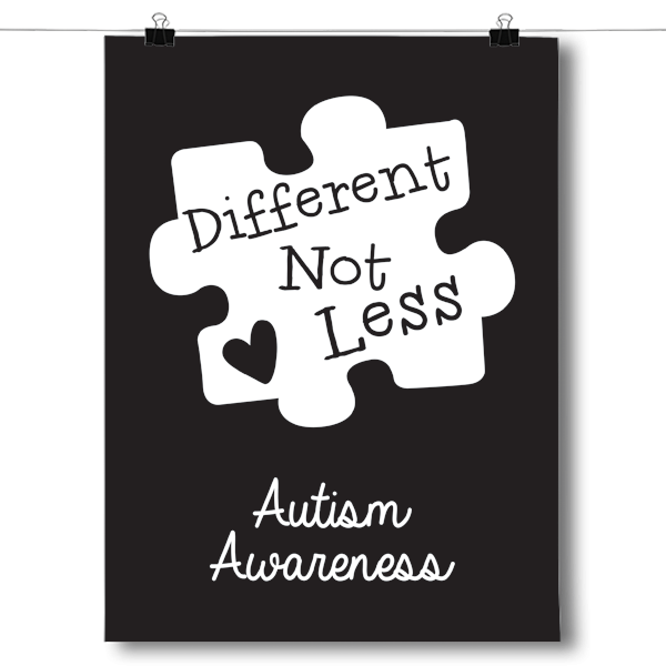Different Not Less - Black Autism Awareness Puzzle Piece