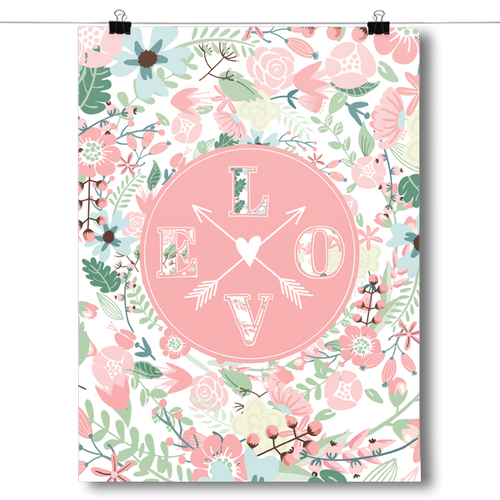 Cute LOVE Flower Pattern