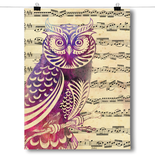 Owl with Music Notes
