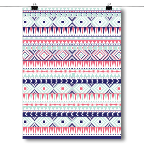 Coral and Mint Aztec Pattern