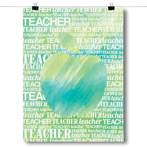 Apple Silhouette - Green Watercolor