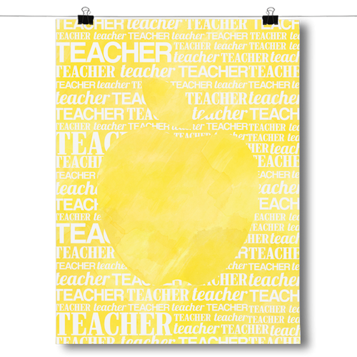 Apple Silhouette - Yellow Watercolor