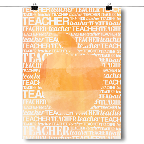 Apple Silhouette - Orange Watercolor