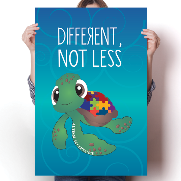 Different Not Less - Autism Awareness Turtle