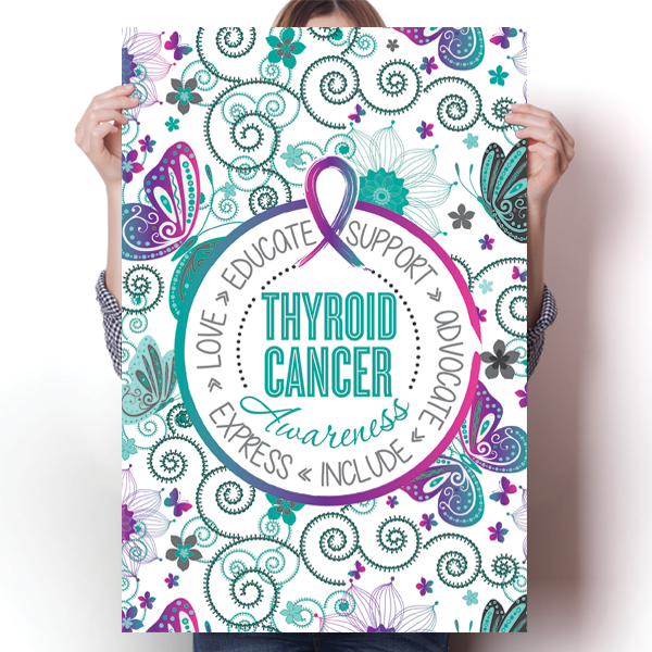 Thyroid Cancer Butterflies (I'm a survivor) - HT Never Tide Down deep smile  French tip with Party Punch and Glitterally Purple wings (butterflies were  hand-drawn on a nail mat to become decals) 