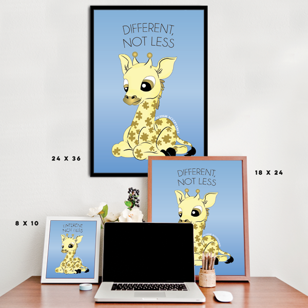 Different Not Less - Autism Awareness Giraffe